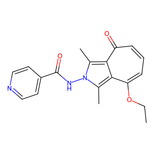 N-(8-ethoxy-1,3-dimethyl-4-oxocyclohepta[c]pyrrol-2(4H)-yl)isonicotinamide structure