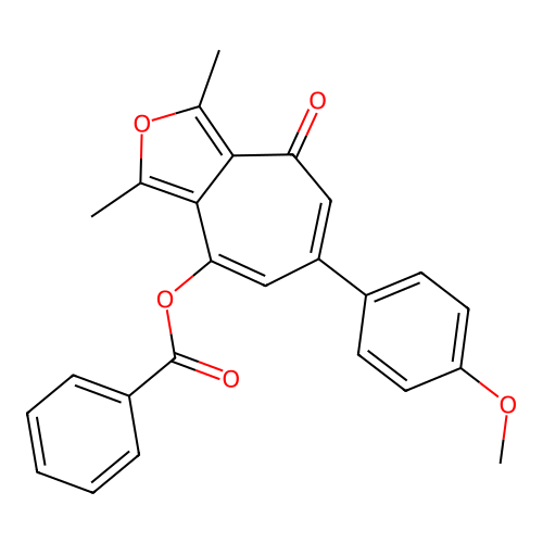 6-(4-methoxyphenyl)-1,3-dimethyl-4-oxo-4H-cyclohepta[c]furan-8-yl benzoate structure