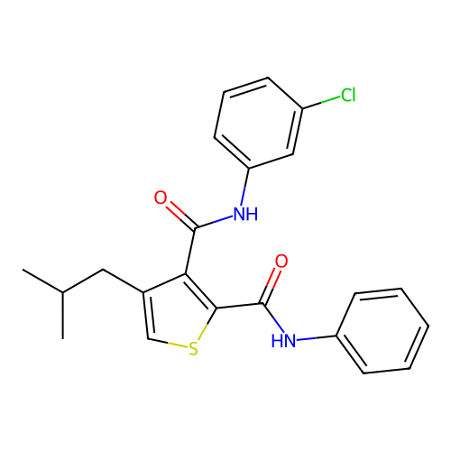 N~3~-(3-chlorophenyl)-4-(2-methylpropyl)-N~2~-phenylthiophene-2,3-dicarboxamide structure