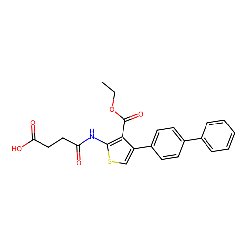 4-{[4-(Biphenyl-4-yl)-3-(ethoxycarbonyl)thiophen-2-yl]amino}-4-oxobutanoic acid structure