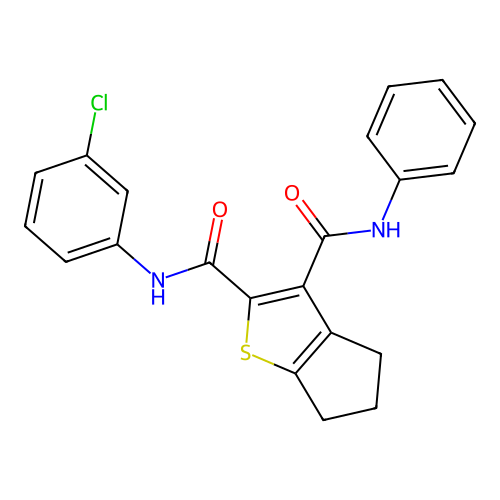 2-N-(3-chlorophenyl)-3-N-phenyl-5,6-dihydro-4H-cyclopenta[b]thiophene-2,3-dicarboxamide structure