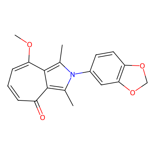 2-(1,3-benzodioxol-5-yl)-8-methoxy-1,3-dimethylcyclohepta[c]pyrrol-4(2H)-one structure