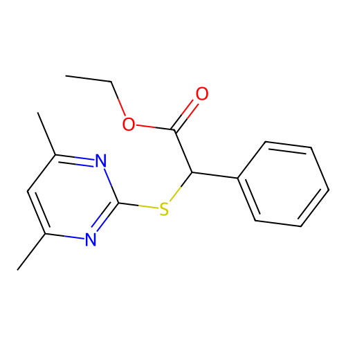 Ethyl [(4,6-dimethylpyrimidin-2-yl)sulfanyl](phenyl)acetate structure