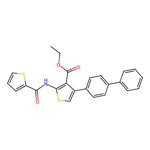 Ethyl 4-(biphenyl-4-yl)-2-[(thiophen-2-ylcarbonyl)amino]thiophene-3-carboxylate structure