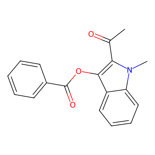 2-acetyl-1-methyl-1H-indol-3-yl benzoate structure