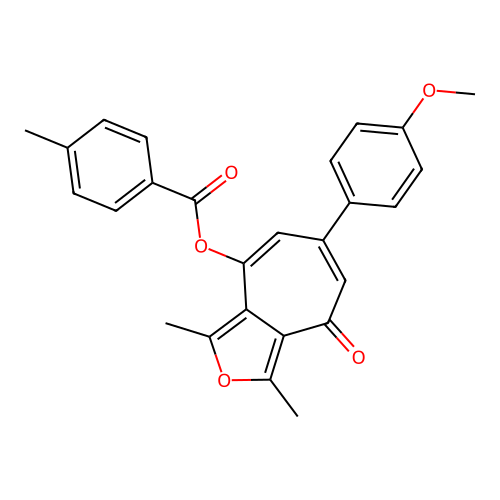 6-(4-methoxyphenyl)-1,3-dimethyl-4-oxo-4H-cyclohepta[c]furan-8-yl 4-methylbenzoate structure