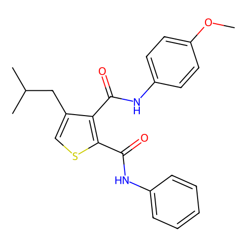 N~3~-(4-methoxyphenyl)-4-(2-methylpropyl)-N~2~-phenylthiophene-2,3-dicarboxamide structure