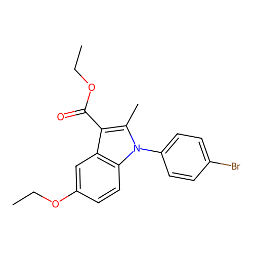 ethyl 1-(4-bromophenyl)-5-ethoxy-2-methyl-1H-indole-3-carboxylate structure