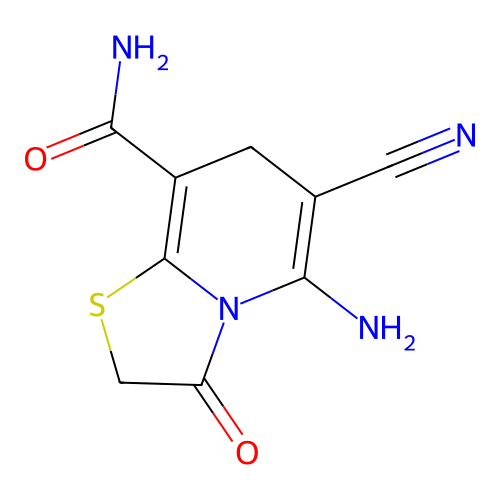 5-amino-6-cyano-3-oxo-2,3-dihydro-7H-[1,3]thiazolo[3,2-a]pyridine-8-carboxamide structure