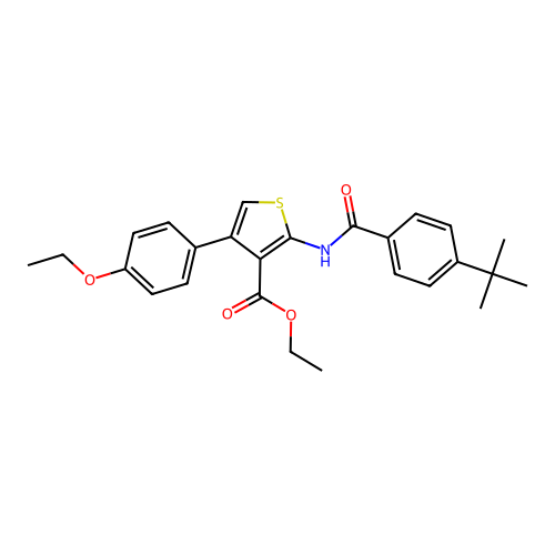 ethyl 2-(4-(tert-butyl)benzamido)-4-(4-ethoxyphenyl)thiophene-3-carboxylate structure