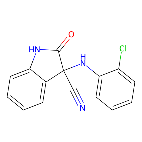 3-[(2-chlorophenyl)amino]-2-oxo-2,3-dihydro-1H-indole-3-carbonitrile structure