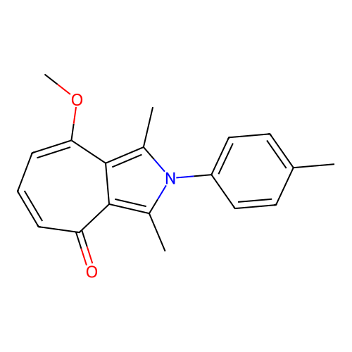 8-methoxy-1,3-dimethyl-2-(p-tolyl)cyclohepta[c]pyrrol-4(2H)-one structure