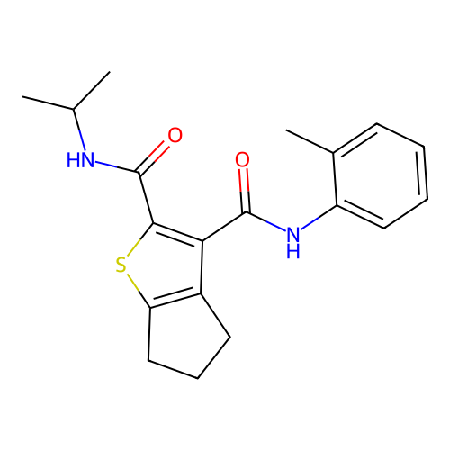 N2-isopropyl-N3-(o-tolyl)-5,6-dihydro-4H-cyclopenta[b]thiophene-2,3-dicarboxamide structure