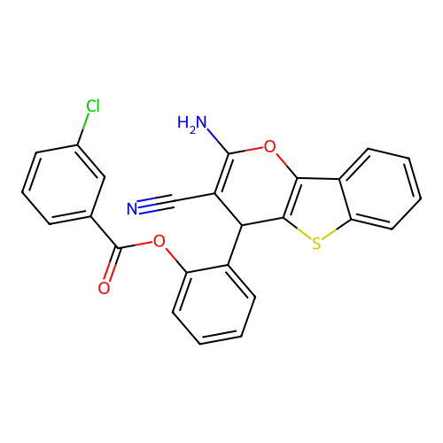 2-(2-amino-3-cyano-4H-[1]benzothieno[3,2-b]pyran-4-yl)phenyl 3-chlorobenzoate structure