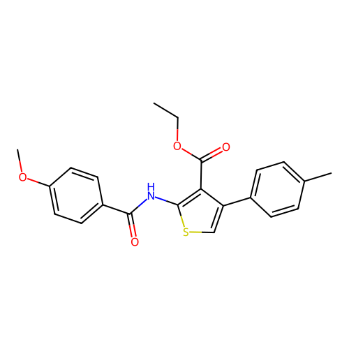 ethyl 2-(4-methoxybenzamido)-4-(p-tolyl)thiophene-3-carboxylate structure