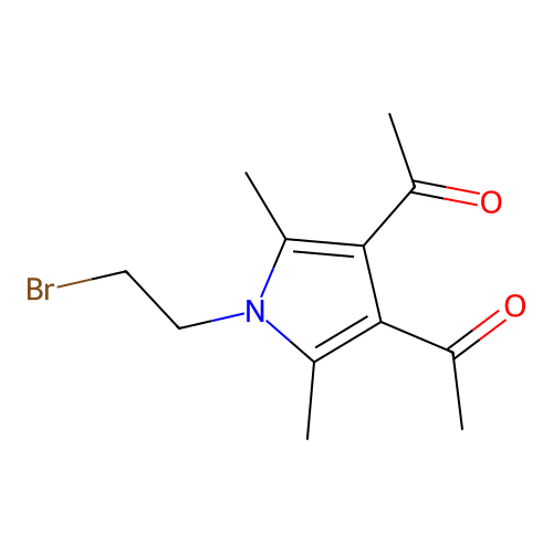 1,1'-(1-(2-bromoethyl)-2,5-dimethyl-1H-pyrrole-3,4-diyl)diethanone structure