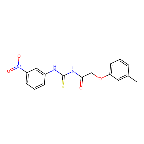 2-(3-methylphenoxy)-N-[(3-nitrophenyl)carbamothioyl]acetamide structure
