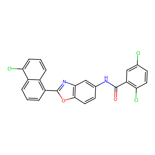 2,5-dichloro-N-[2-(5-chloronaphthalen-1-yl)-1,3-benzoxazol-5-yl]benzamide structure