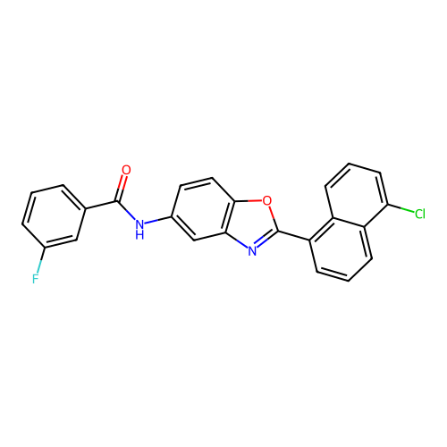 N-[2-(5-chloronaphthalen-1-yl)-1,3-benzoxazol-5-yl]-3-fluorobenzamide structure