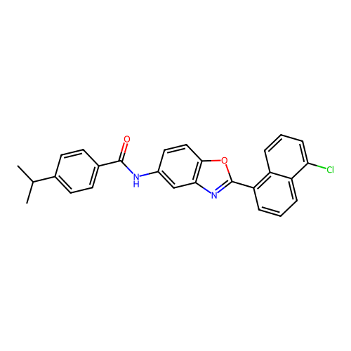 N-[2-(5-chloronaphthalen-1-yl)-1,3-benzoxazol-5-yl]-4-(propan-2-yl)benzamide structure