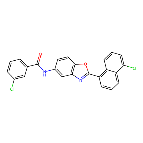 3-chloro-N-[2-(5-chloronaphthalen-1-yl)-1,3-benzoxazol-5-yl]benzamide structure