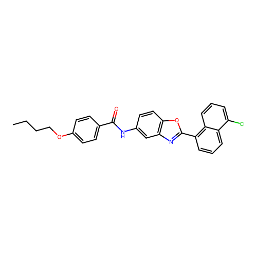 4-butoxy-N-[2-(5-chloronaphthalen-1-yl)-1,3-benzoxazol-5-yl]benzamide structure