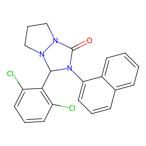 1-(2,6-dichlorophenyl)-2-naphthalen-1-yl-1,5,6,7-tetrahydropyrazolo[1,2-a][1,2,4]triazol-3-one structure