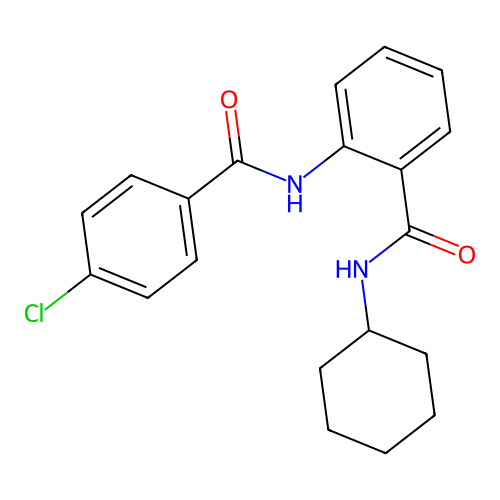 2-[(4-chlorobenzoyl)amino]-N-cyclohexylbenzamide structure