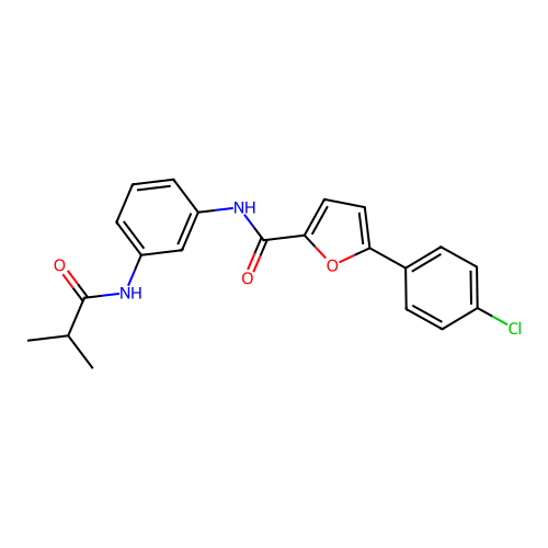 5-(4-chlorophenyl)-N-{3-[(2-methylpropanoyl)amino]phenyl}furan-2-carboxamide structure