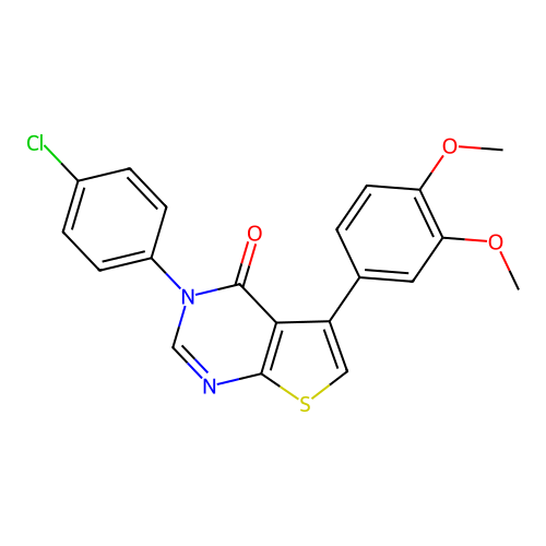 3-(4-chlorophenyl)-5-(3,4-dimethoxyphenyl)thieno[2,3-d]pyrimidin-4(3H)-one structure