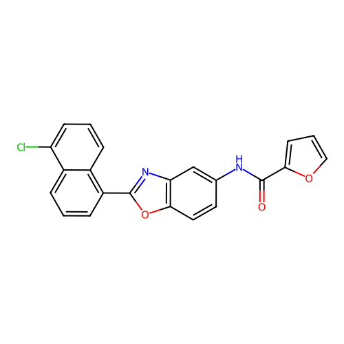 N-[2-(5-chloronaphthalen-1-yl)-1,3-benzoxazol-5-yl]furan-2-carboxamide structure