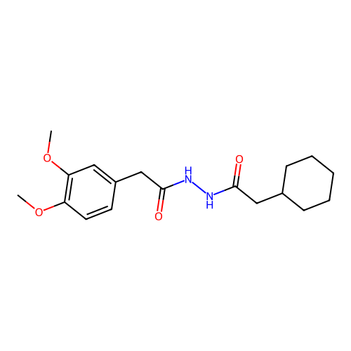 2-cyclohexyl-N'-[(3,4-dimethoxyphenyl)acetyl]acetohydrazide structure