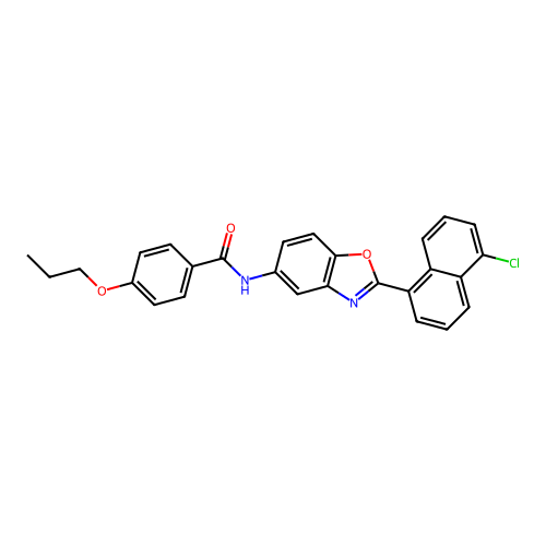 N-[2-(5-chloronaphthalen-1-yl)-1,3-benzoxazol-5-yl]-4-propoxybenzamide structure