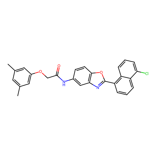 N-[2-(5-chloronaphthalen-1-yl)-1,3-benzoxazol-5-yl]-2-(3,5-dimethylphenoxy)acetamide structure