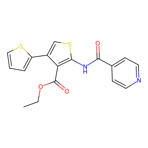 Ethyl 5'-(isonicotinamido)-[2,3'-bithiophene]-4'-carboxylate structure