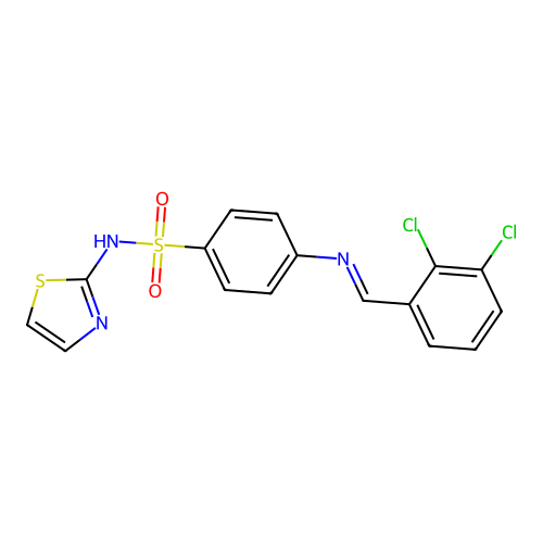 4-[(2,3-dichlorobenzylidene)amino]-N-(1,3-thiazol-2-yl)benzenesulfonamide structure