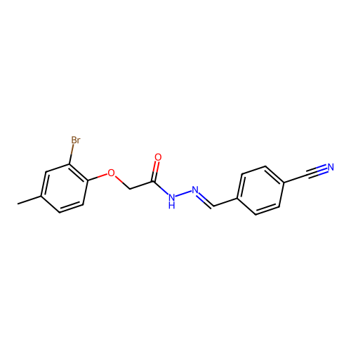 2-(2-bromo-4-methylphenoxy)-N'-(4-cyanobenzylidene)acetohydrazide structure