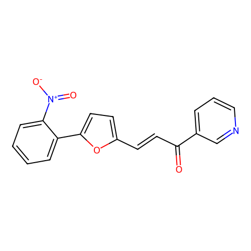 (E)-3-[5-(2-nitrophenyl)furan-2-yl]-1-pyridin-3-ylprop-2-en-1-one structure