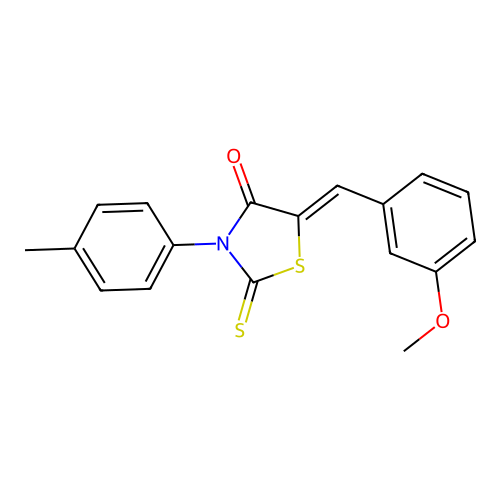 (5Z)-5-(3-methoxybenzylidene)-3-(4-methylphenyl)-2-thioxo-1,3-thiazolidin-4-one structure