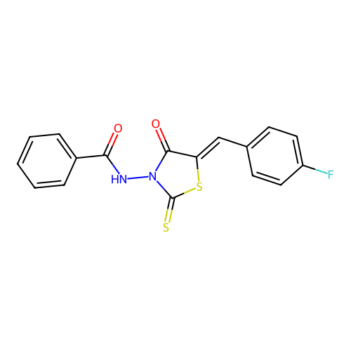 N-[(5Z)-5-(4-fluorobenzylidene)-4-oxo-2-thioxo-1,3-thiazolidin-3-yl]benzamide structure