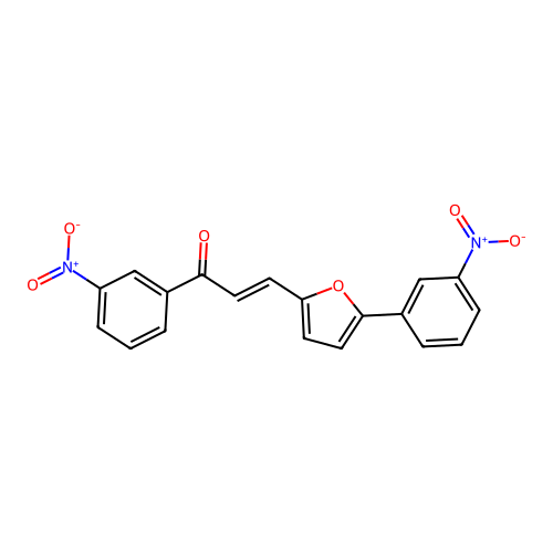 (E)-1-(3-nitrophenyl)-3-(5-(3-nitrophenyl)furan-2-yl)prop-2-en-1-one structure