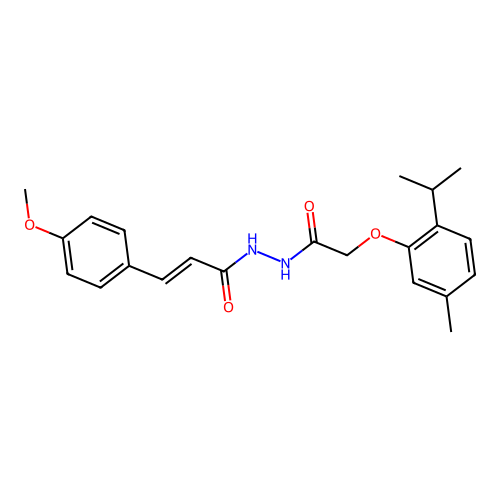 (2E)-3-(4-methoxyphenyl)-N'-{[5-methyl-2-(propan-2-yl)phenoxy]acetyl}prop-2-enehydrazide structure