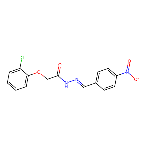 2-(2-chlorophenoxy)-N-[(4-nitrophenyl)methylideneamino]acetamide structure