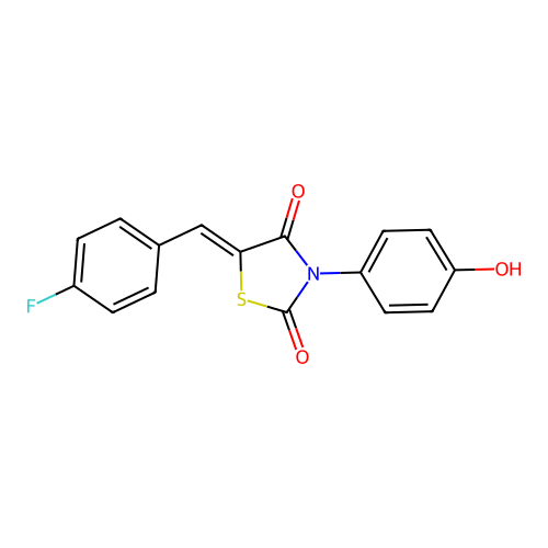 (Z)-5-(4-fluorobenzylidene)-3-(4-hydroxyphenyl)thiazolidine-2,4-dione structure