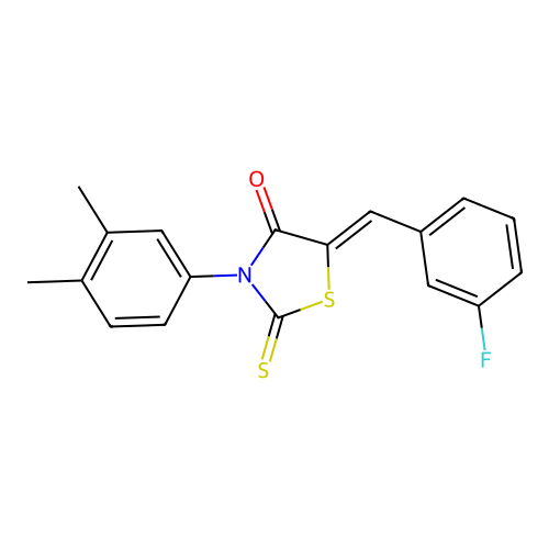 (Z)-3-(3,4-dimethylphenyl)-5-(3-fluorobenzylidene)-2-thioxothiazolidin-4-one structure