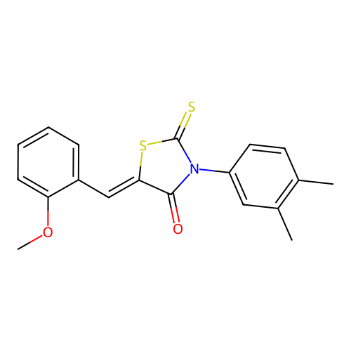 (Z)-3-(3,4-dimethylphenyl)-5-(2-methoxybenzylidene)-2-thioxothiazolidin-4-one structure