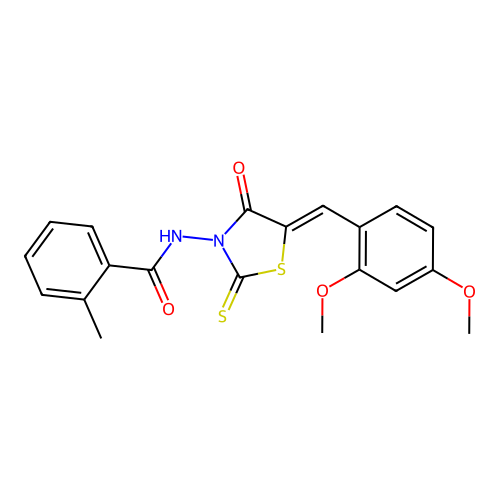 N-[(5Z)-5-(2,4-dimethoxybenzylidene)-4-oxo-2-thioxo-1,3-thiazolidin-3-yl]-2-methylbenzamide structure