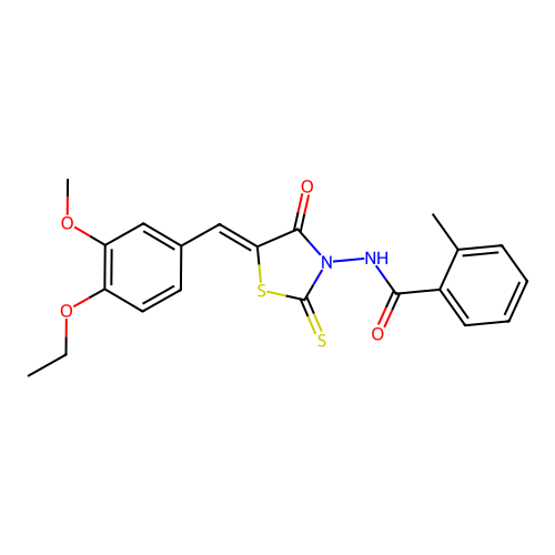 N-[(5Z)-5-(4-ethoxy-3-methoxybenzylidene)-4-oxo-2-thioxo-1,3-thiazolidin-3-yl]-2-methylbenzamide structure