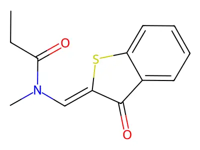 N-methyl-N-[(3-oxo-1-benzothiophen-2-ylidene)methyl]propanamide structure