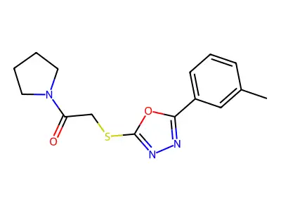 1-(Pyrrolidin-1-yl)-2-((5-(m-tolyl)-1,3,4-oxadiazol-2-yl)thio)ethanone structure
